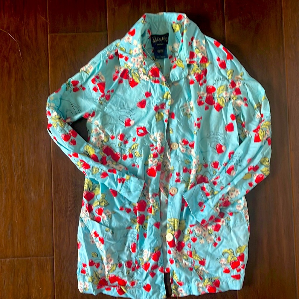 Nick & Nora Vintage Strawberry Pajama Top 100 cotton sz small